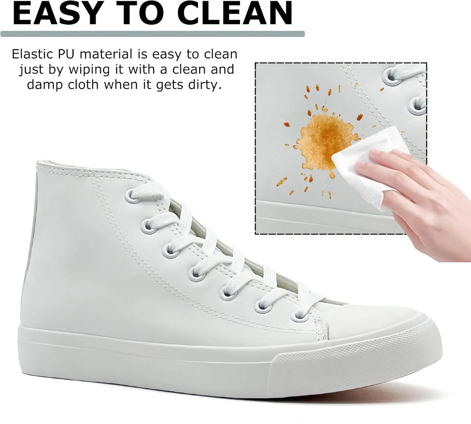 High Top Sneakers for Women Men Classic PU Leather Tennis Shoes Lace Up Fashion Breathable Walking Shoes High Tops