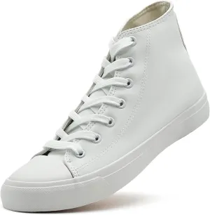 High Top Sneakers for Women Men Classic PU Leather Tennis Shoes Lace Up Fashion Breathable Walking Shoes High Tops