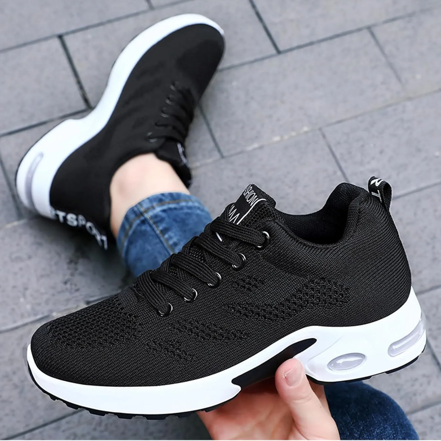 HINDOLA Womens Sneakers Air Cushion Running Shoes Lightweight Tennis Walking Shoes Mesh Breathable Sneakers Athletic Non Slip Shoes