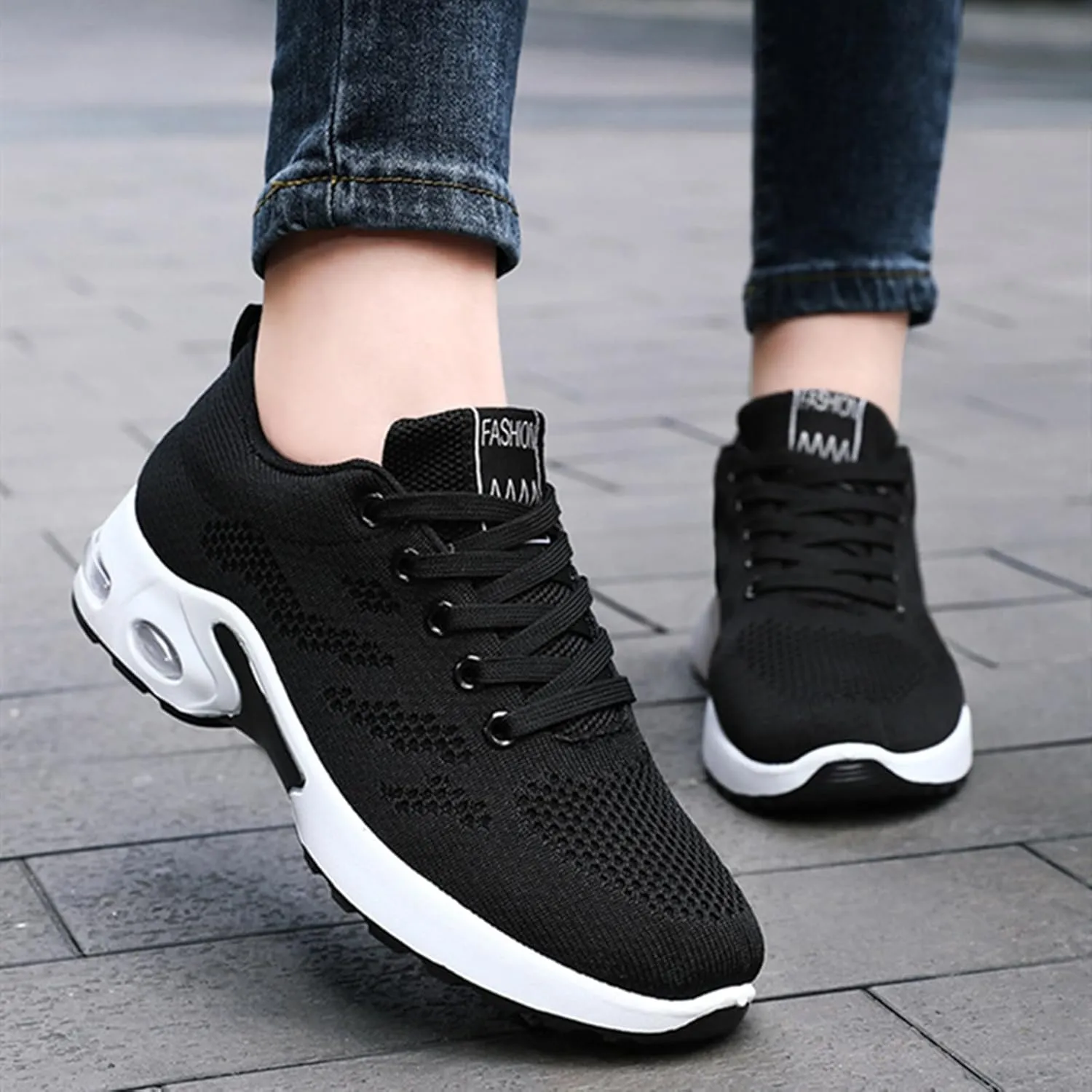 HINDOLA Womens Sneakers Air Cushion Running Shoes Lightweight Tennis Walking Shoes Mesh Breathable Sneakers Athletic Non Slip Shoes