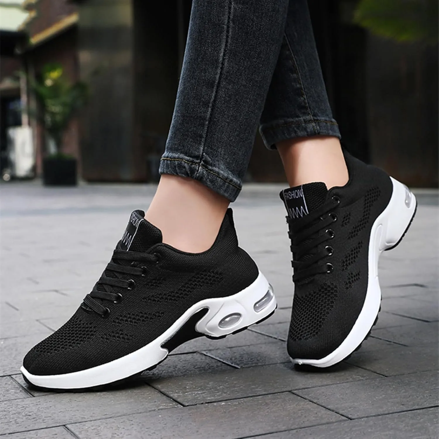 HINDOLA Womens Sneakers Air Cushion Running Shoes Lightweight Tennis Walking Shoes Mesh Breathable Sneakers Athletic Non Slip Shoes