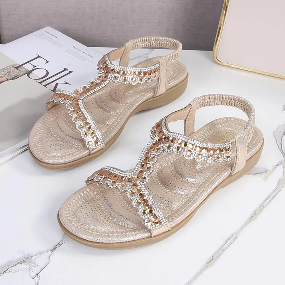 HNGHOU Sandals for Women Summer Beach Bohemian Flat Sandal Casual Comfortable Wedge Sandal Shoes