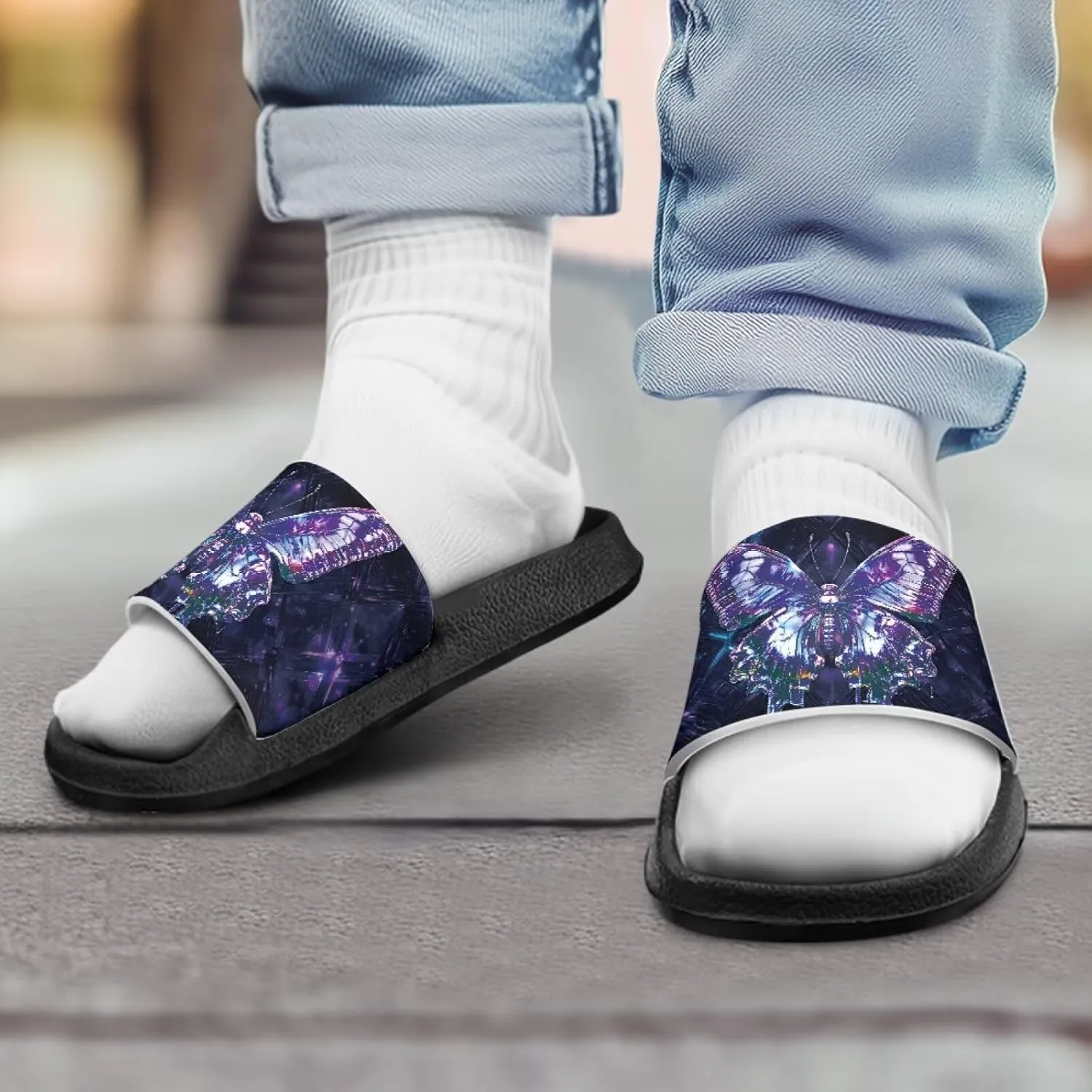 Howilath Chicken & Butterfly Slide Sandal for Kids Anti-Skid Beach Slippers Open Toe Quick Drying Sandal for Girls and Boys