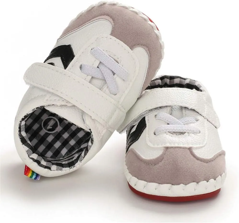 HsdsBebe Baby Boys Girls Pu Leather Hard Bottom Walking Sneakers Toddler Rubber Sole First Walkers Infant Cartoon Slippers Crib Shoes