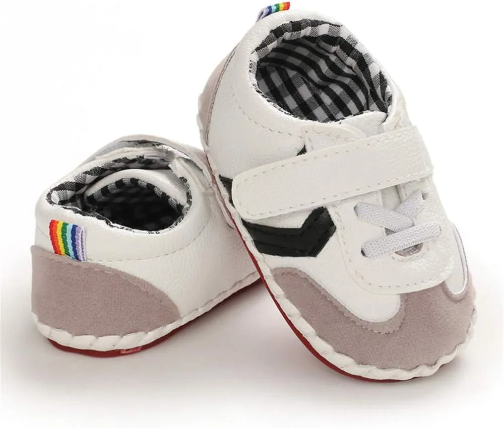 HsdsBebe Baby Boys Girls Pu Leather Hard Bottom Walking Sneakers Toddler Rubber Sole First Walkers Infant Cartoon Slippers Crib Shoes