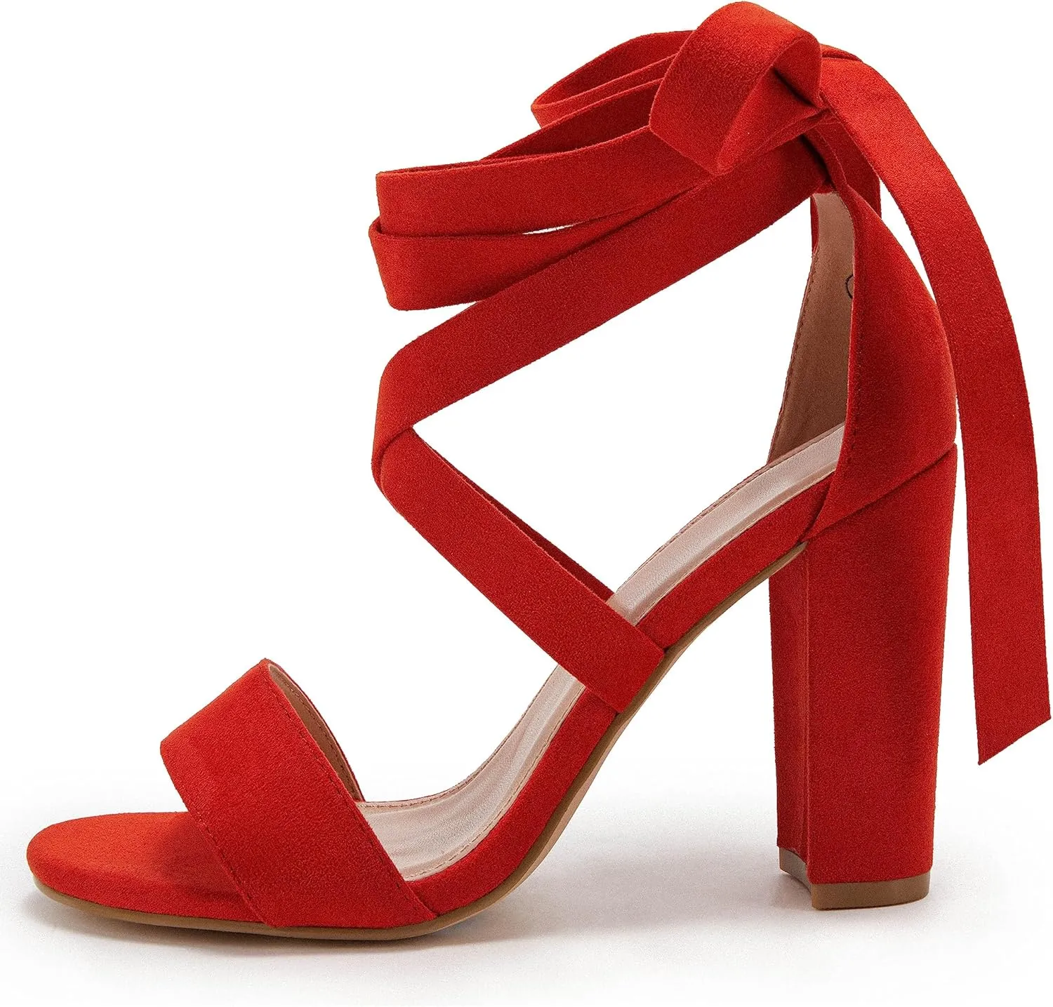 Huiyuzhi Womens Strappy Heels Lace up High Heeled Sandals Chunky Block Ankle Tie Pumps Dress Party Shoes