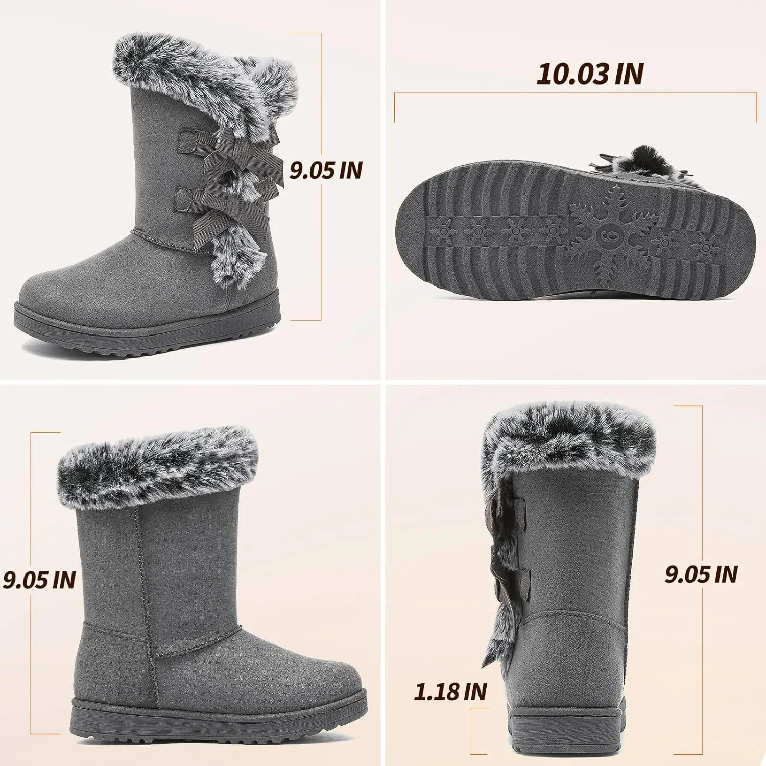 Iarus womens winter boots Mid-calf snow booties warm fur linning comfortable furry boots for womens