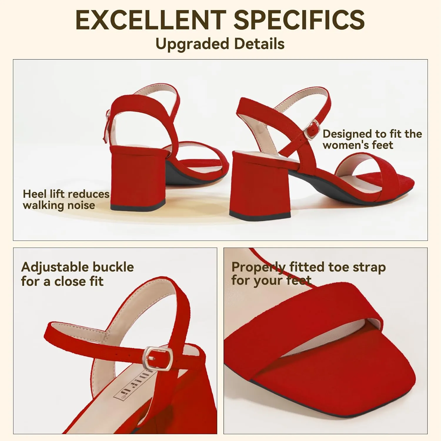 IDIFU IN2 Low Block Heels for Women Chunky Heels Square Open Toe Heeled Sandals Wedding Bride Prom Graduation Dress Shoes Comfortable Cute Trendy Summer Casual Ankle Strap Heels