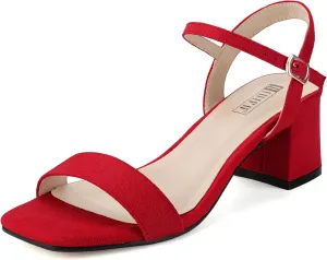 IDIFU IN2 Low Block Heels for Women Chunky Heels Square Open Toe Heeled Sandals Wedding Bride Prom Graduation Dress Shoes Comfortable Cute Trendy Summer Casual Ankle Strap Heels
