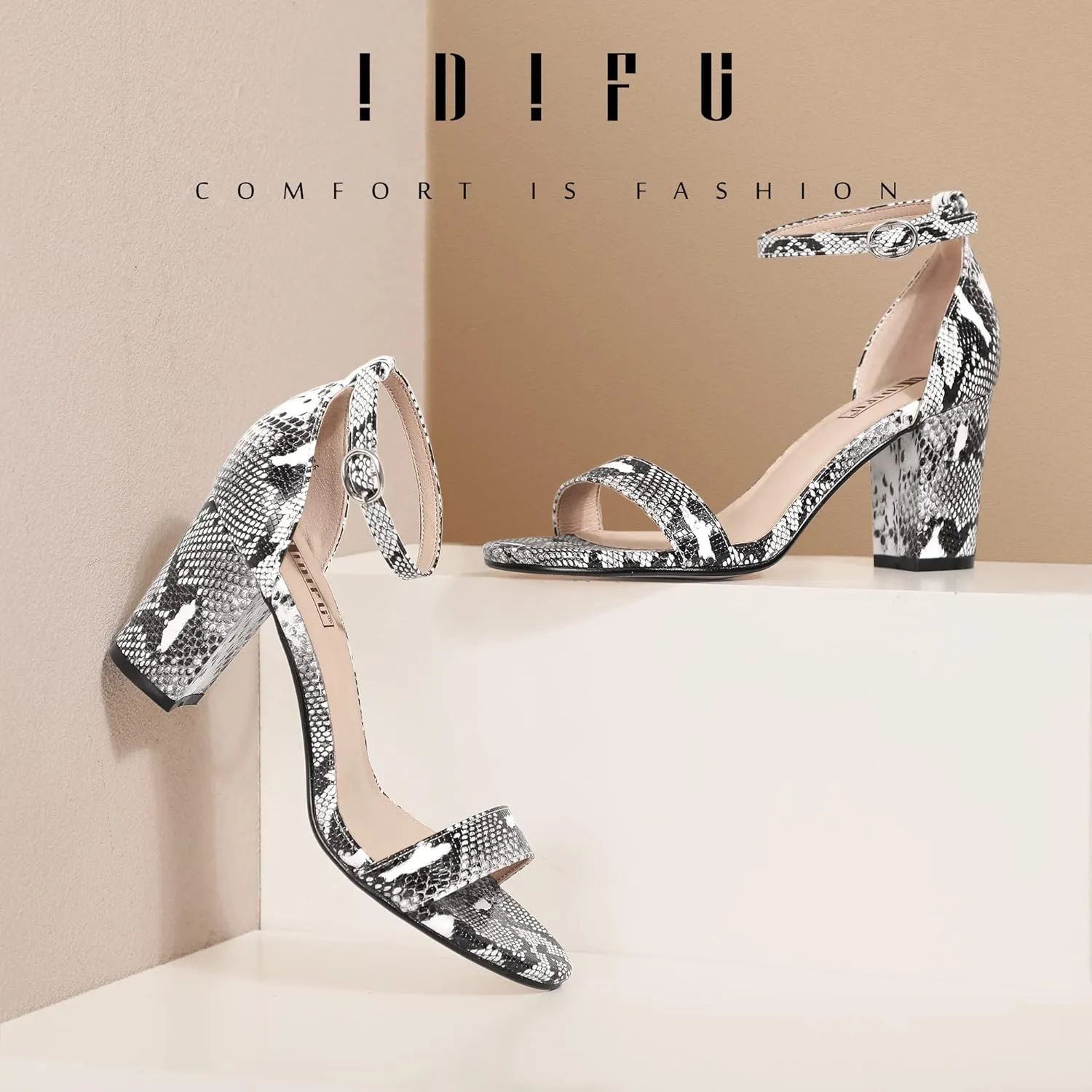 IDIFU Women's 3 Inch Heel Sandals for Women