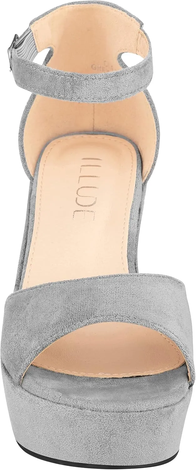 ILLUDE Women's Platform Heels Sandals Ankle Strap Block Chunky Heel Open Toe Platform Wedge Sandals – Cleo