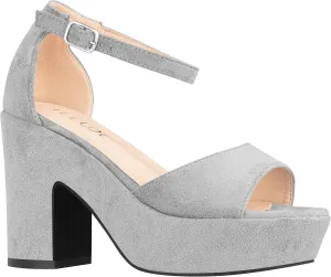ILLUDE Women's Platform Heels Sandals Ankle Strap Block Chunky Heel Open Toe Platform Wedge Sandals – Cleo
