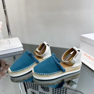 IN CERULEAN WHITE SEE Season clearance AND BY FABRIC SANDAL ESPADRILLES BLUE CALFSKIN Live chat CHLOÉ
