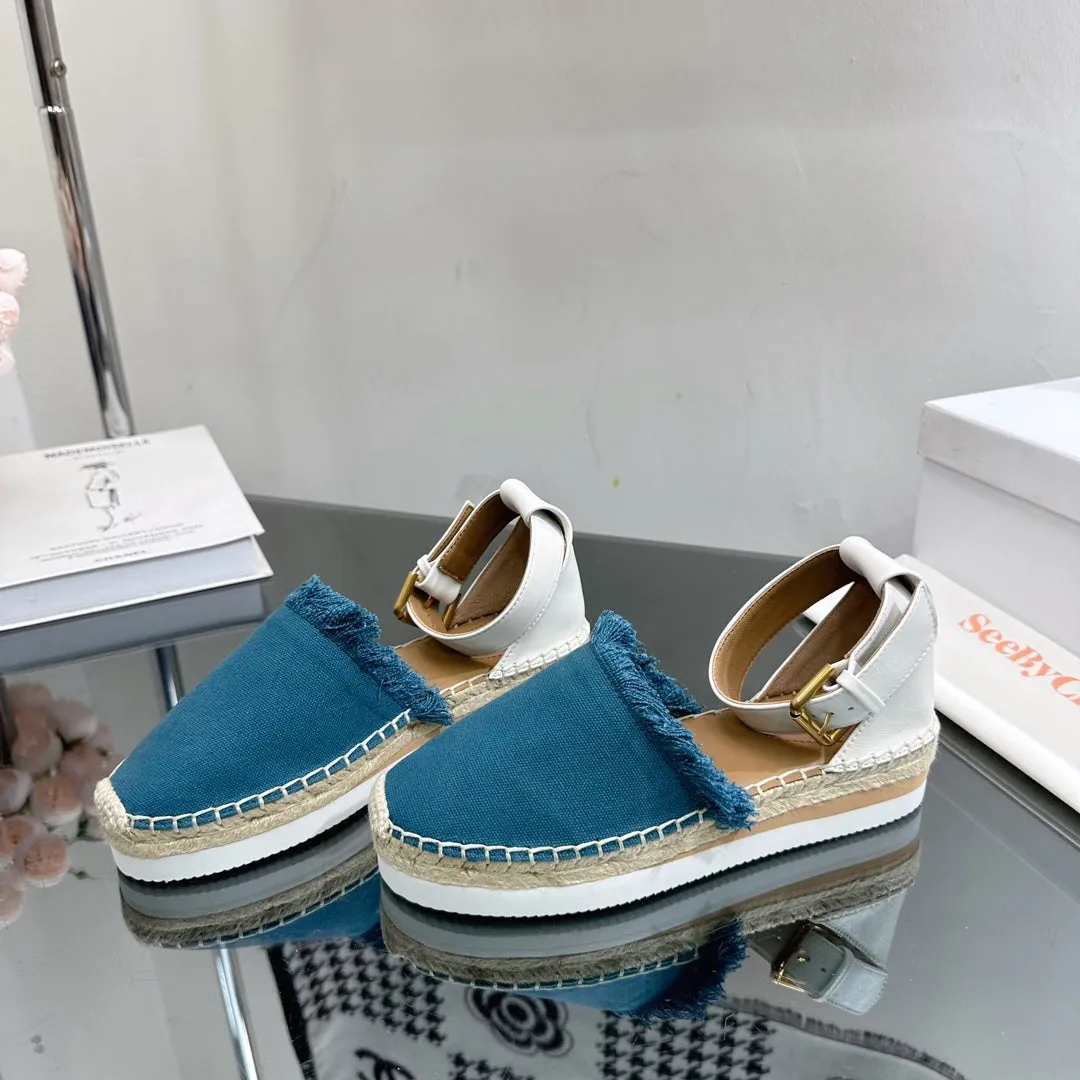 IN CERULEAN WHITE SEE Season clearance AND BY FABRIC SANDAL ESPADRILLES BLUE CALFSKIN Live chat CHLOÉ
