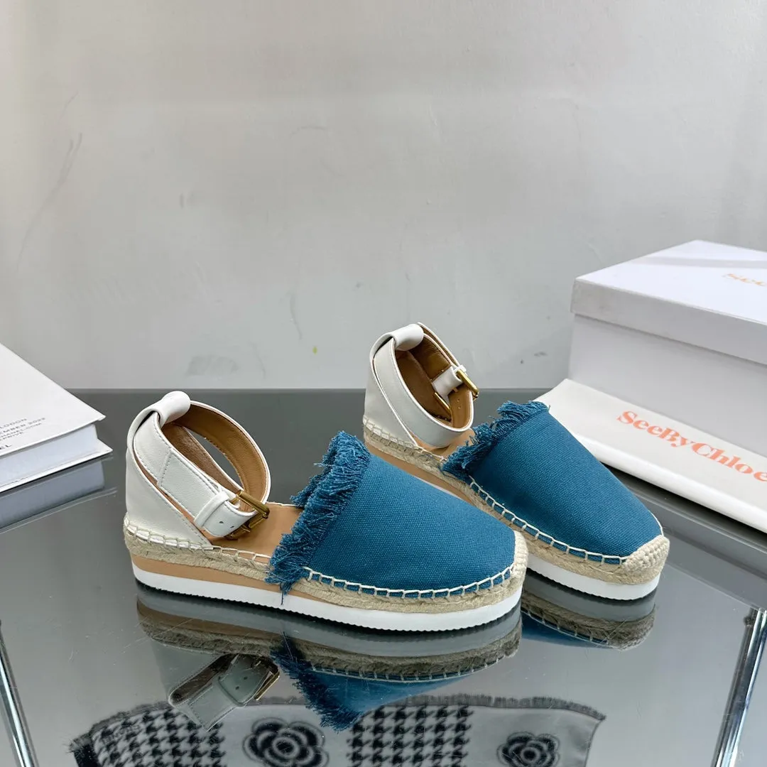 IN CERULEAN WHITE SEE Season clearance AND BY FABRIC SANDAL ESPADRILLES BLUE CALFSKIN Live chat CHLOÉ