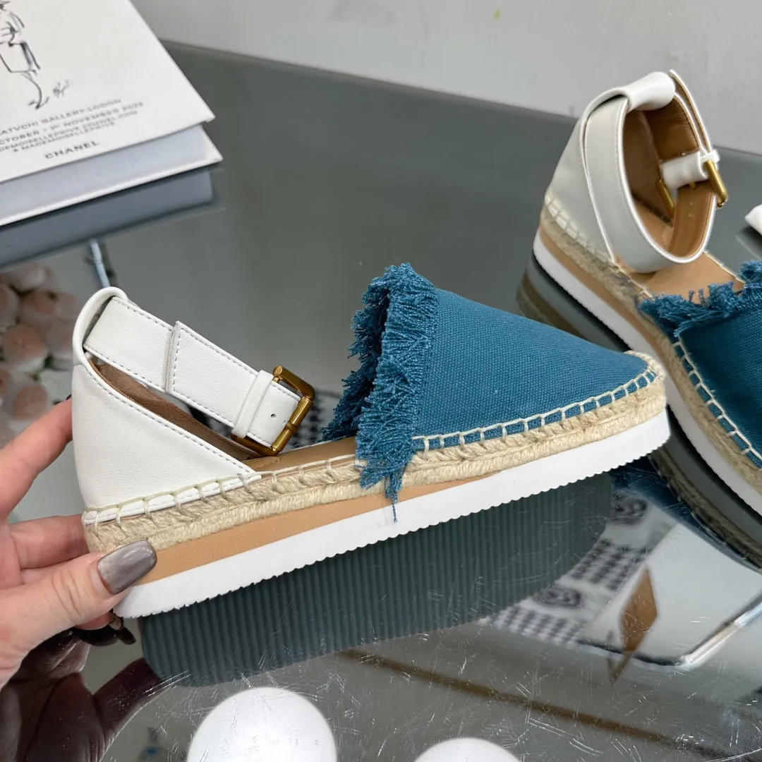 IN CERULEAN WHITE SEE Season clearance AND BY FABRIC SANDAL ESPADRILLES BLUE CALFSKIN Live chat CHLOÉ