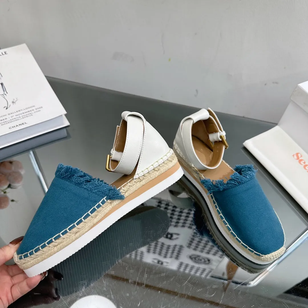 IN CERULEAN WHITE SEE Season clearance AND BY FABRIC SANDAL ESPADRILLES BLUE CALFSKIN Live chat CHLOÉ