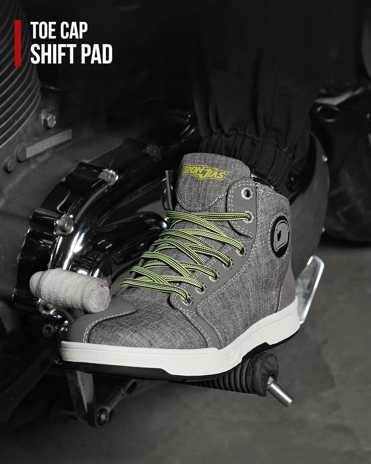 IRON JIA'S Motorcycle Shoes for Men, Breathable Anti-Slip Protective Gear, Powersport Casual Motorcycle Riding Boots (Grey 12.5)