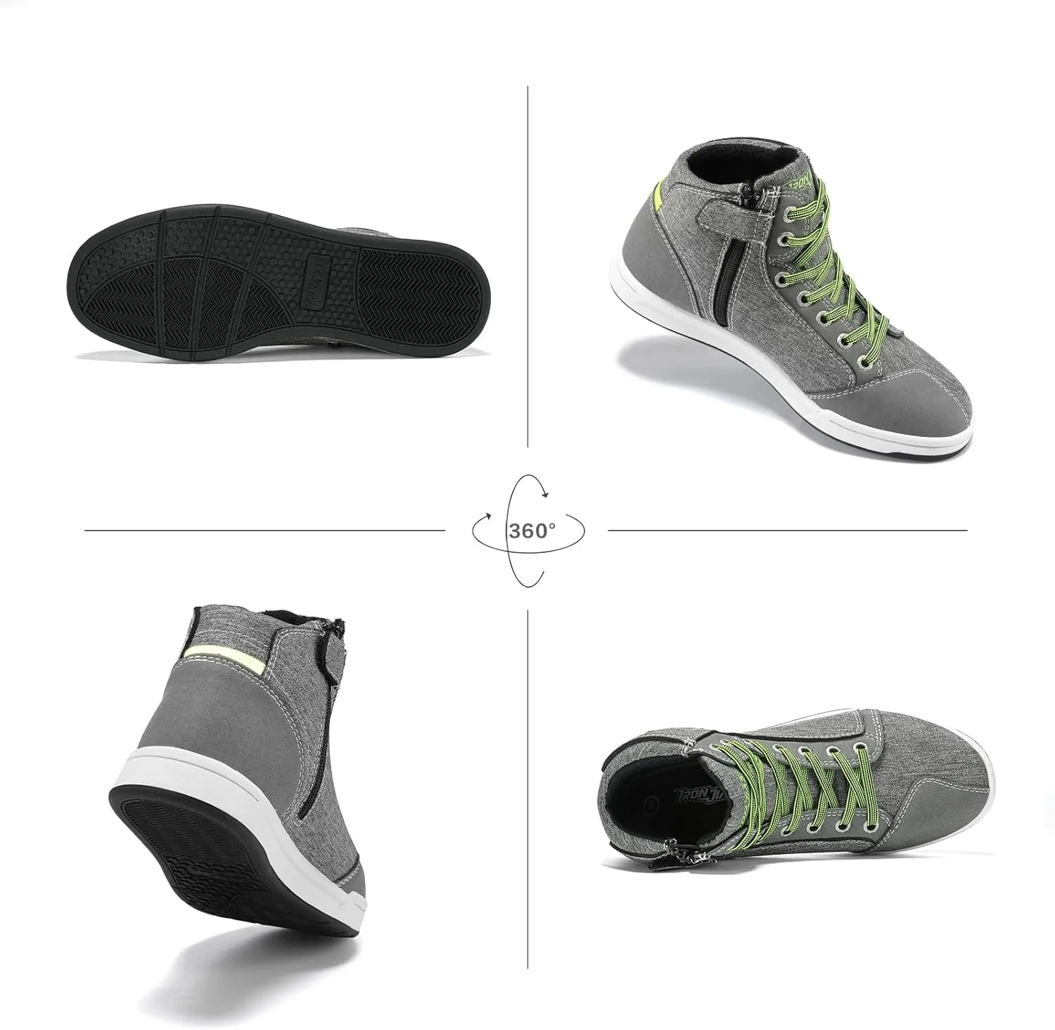 IRON JIA'S Motorcycle Shoes for Men, Breathable Anti-Slip Protective Gear, Powersport Casual Motorcycle Riding Boots (Grey 9.5)
