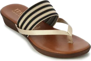 ITALIAN Shoemakers Womens Regatta Wedge Sandals 10 Black STRI