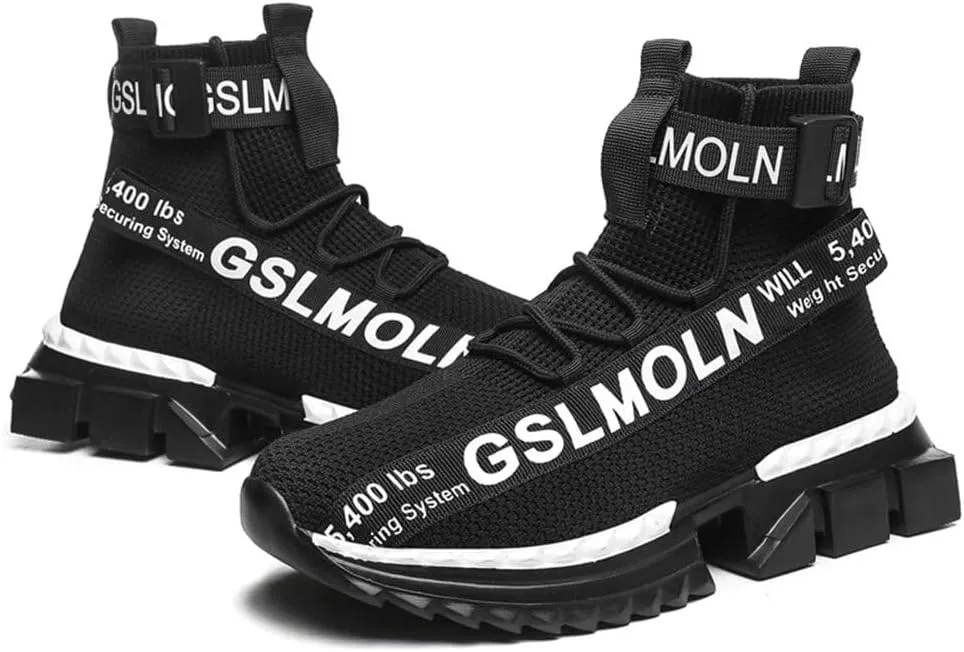 Jakcuz Men's High Top Sneakers Breathable Gym Athletic Running Walking Tennis Boy Comfortable Fashion Platform Shoes