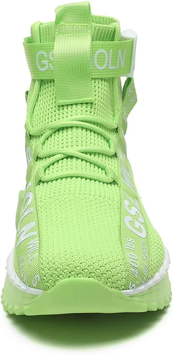 Jakcuz Men's High Top Sneakers Breathable Gym Athletic Running Walking Tennis Boy Comfortable Fashion Platform Shoes