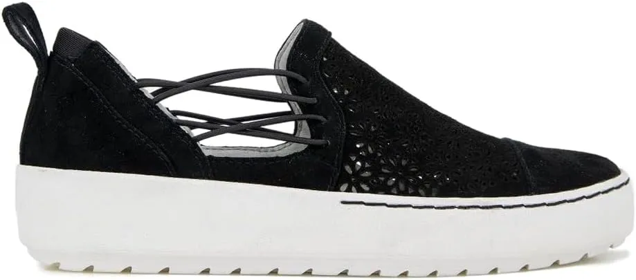 Jambu Womens Erin Floral Cut Out Slip On Sneakers Shoes Casual - Black