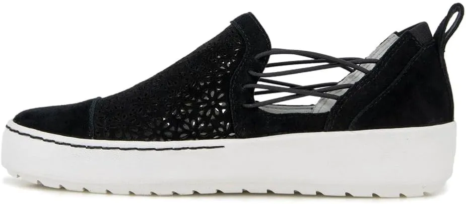 Jambu Womens Erin Floral Cut Out Slip On Sneakers Shoes Casual - Black