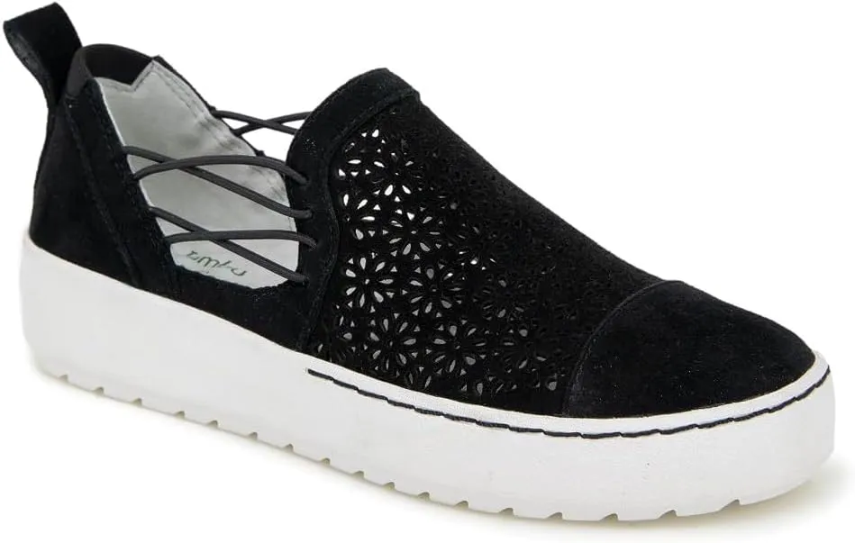 Jambu Womens Erin Floral Cut Out Slip On Sneakers Shoes Casual - Black