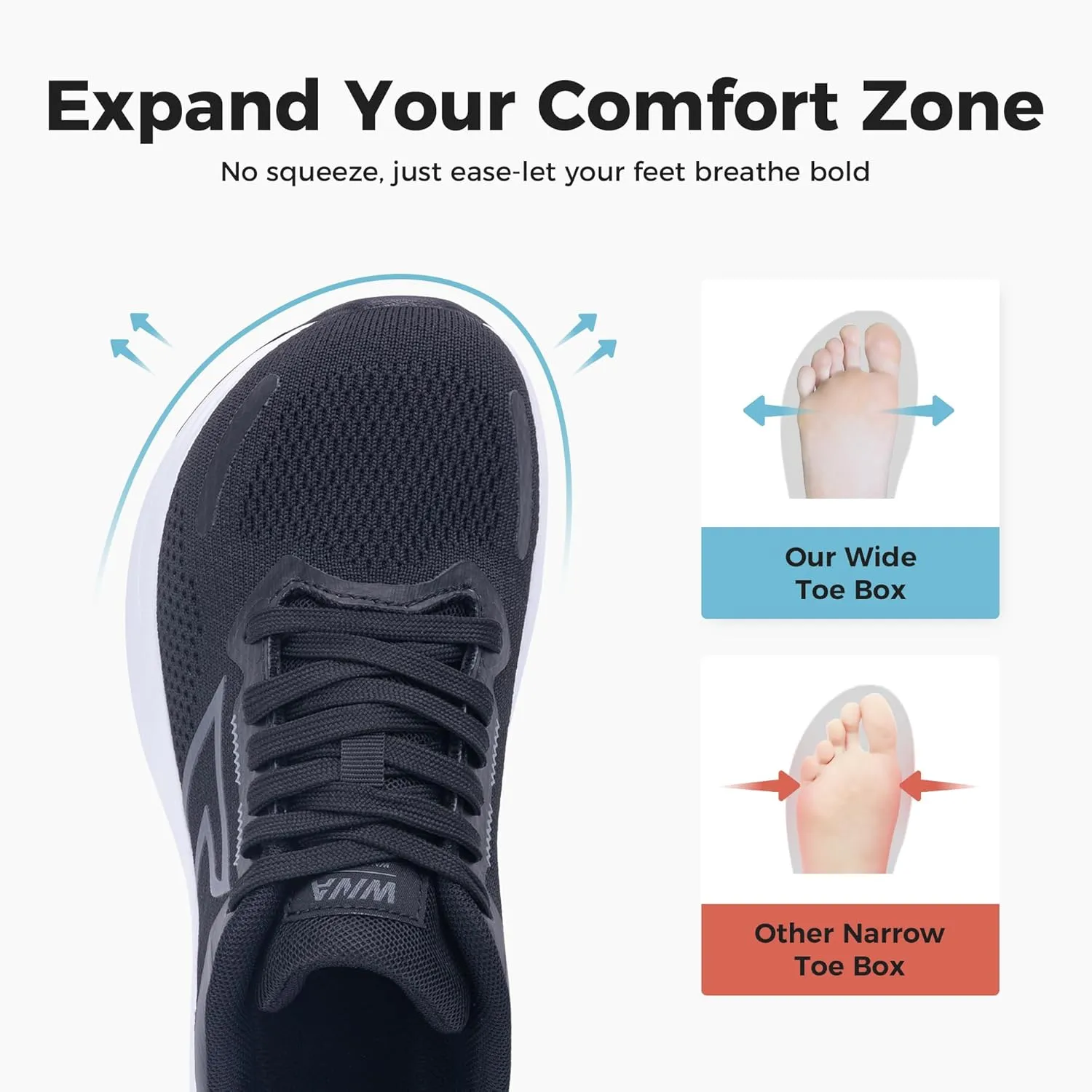 JARLIF Women's Wide Toe Box Slip-On Air Cushion Walking Shoes Comfortable Tennis Athletic Sneakers for Running, Gym & Outdoor