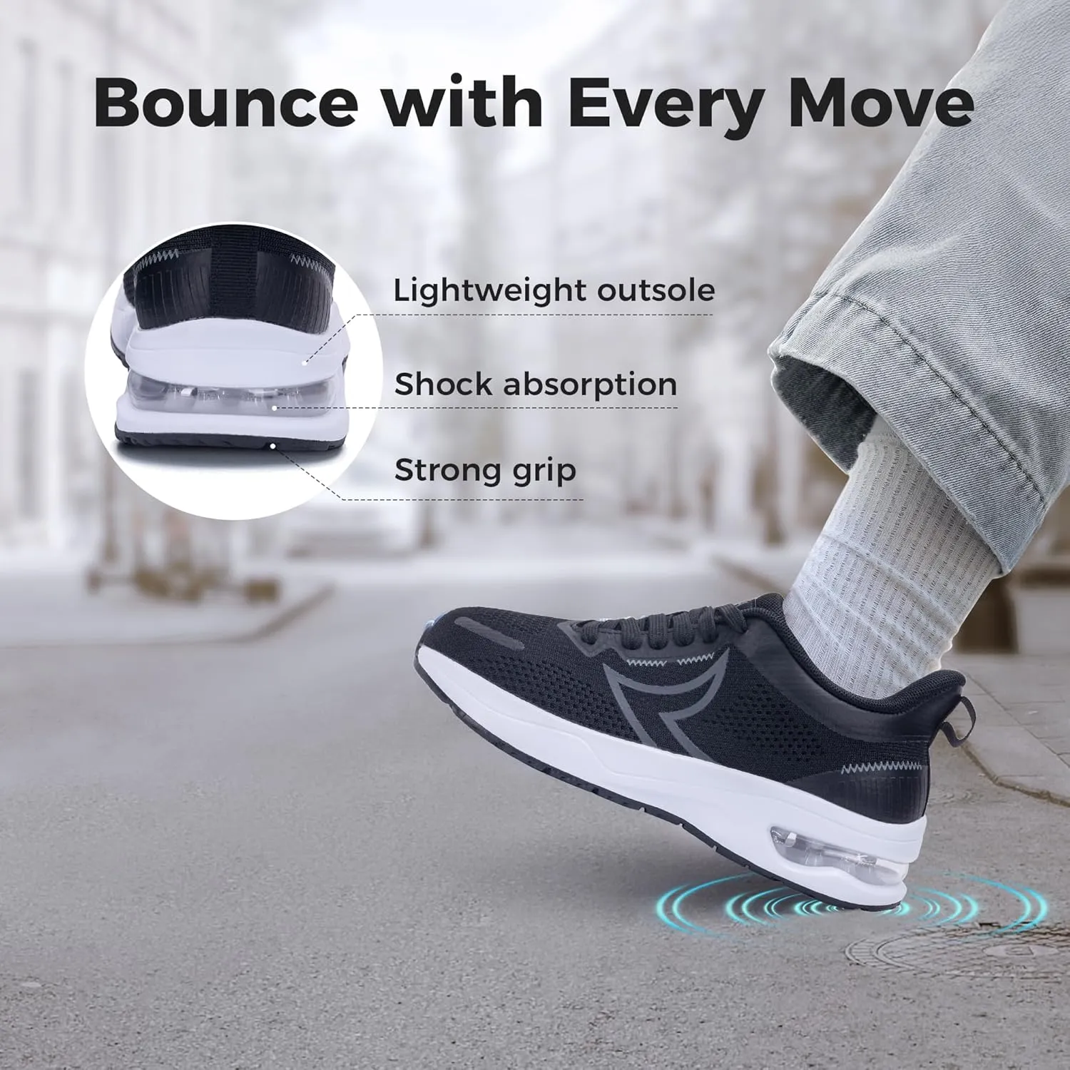 JARLIF Women's Wide Toe Box Slip-On Air Cushion Walking Shoes Comfortable Tennis Athletic Sneakers for Running, Gym & Outdoor