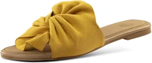 JATAREA Women’s Slip-On Flat Sandals with Round Open Toe | Casual Leather Slides for Comfort in Summer | Classic and Trendy Slippers, Dressy Slides for Women Perfect for Daily Go Out - AHANA