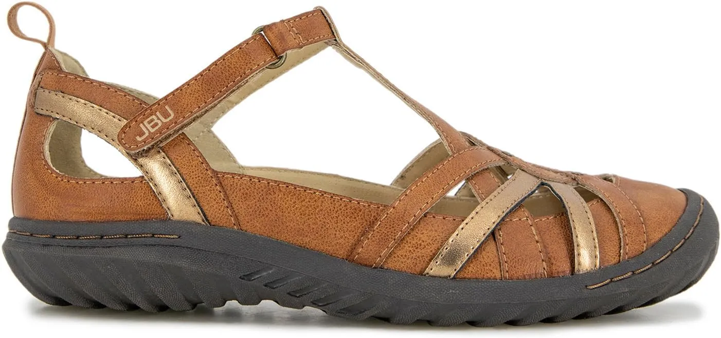 JBU Womens Dove T-Strap Flats Casual - Black