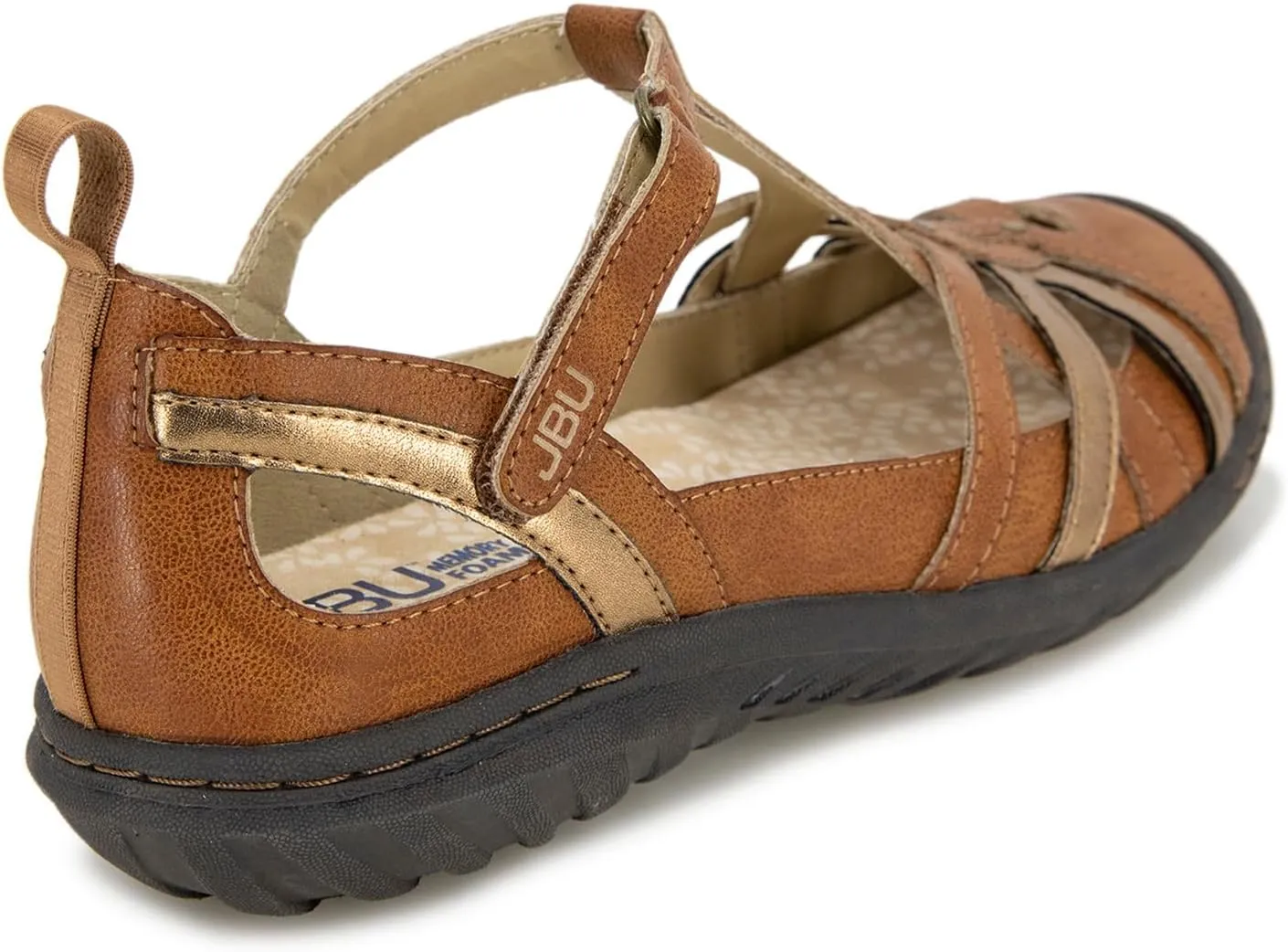 JBU Womens Dove T-Strap Flats Casual - Black