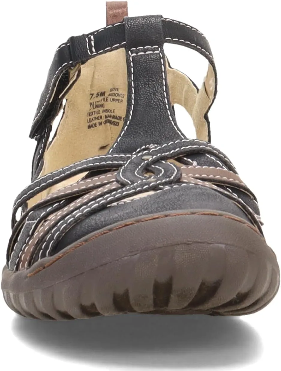JBU Womens Dove T-Strap Flats Casual - Black