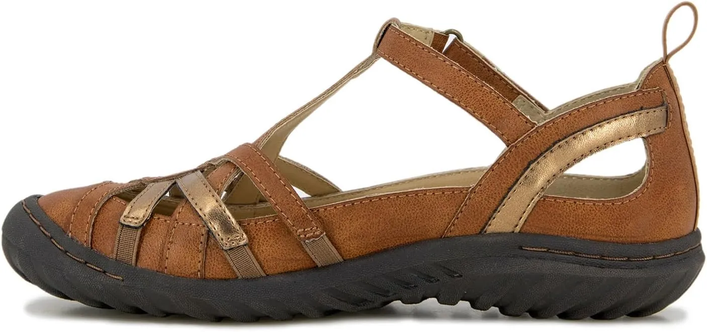 JBU Womens Dove T-Strap Flats Casual - Black