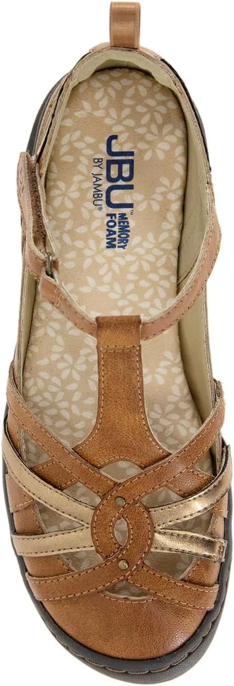 JBU Womens Dove T-Strap Flats Casual - Black