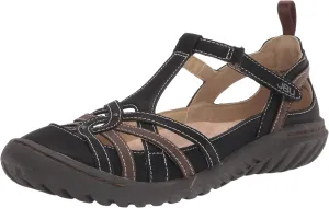 JBU Womens Dove T-Strap Flats Casual - Black