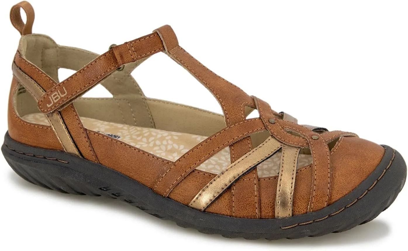 JBU Womens Dove T-Strap Flats Casual - Black