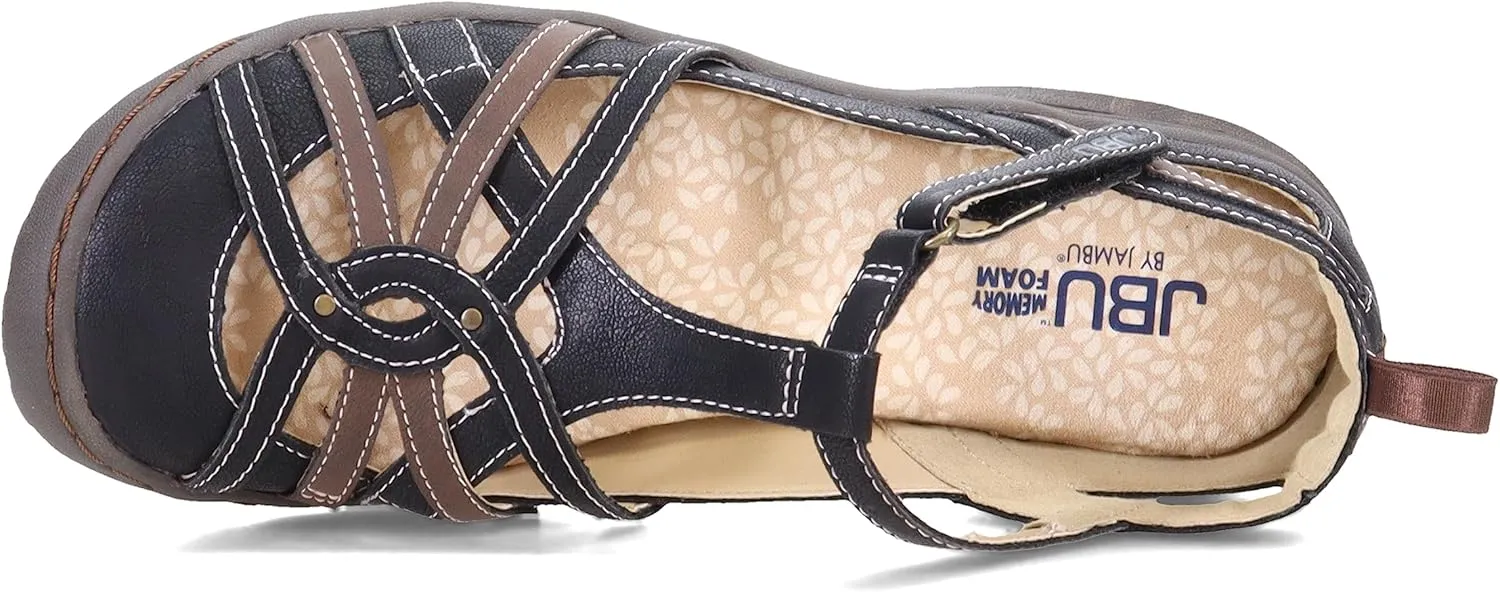 JBU Womens Dove T-Strap Flats Casual - Black