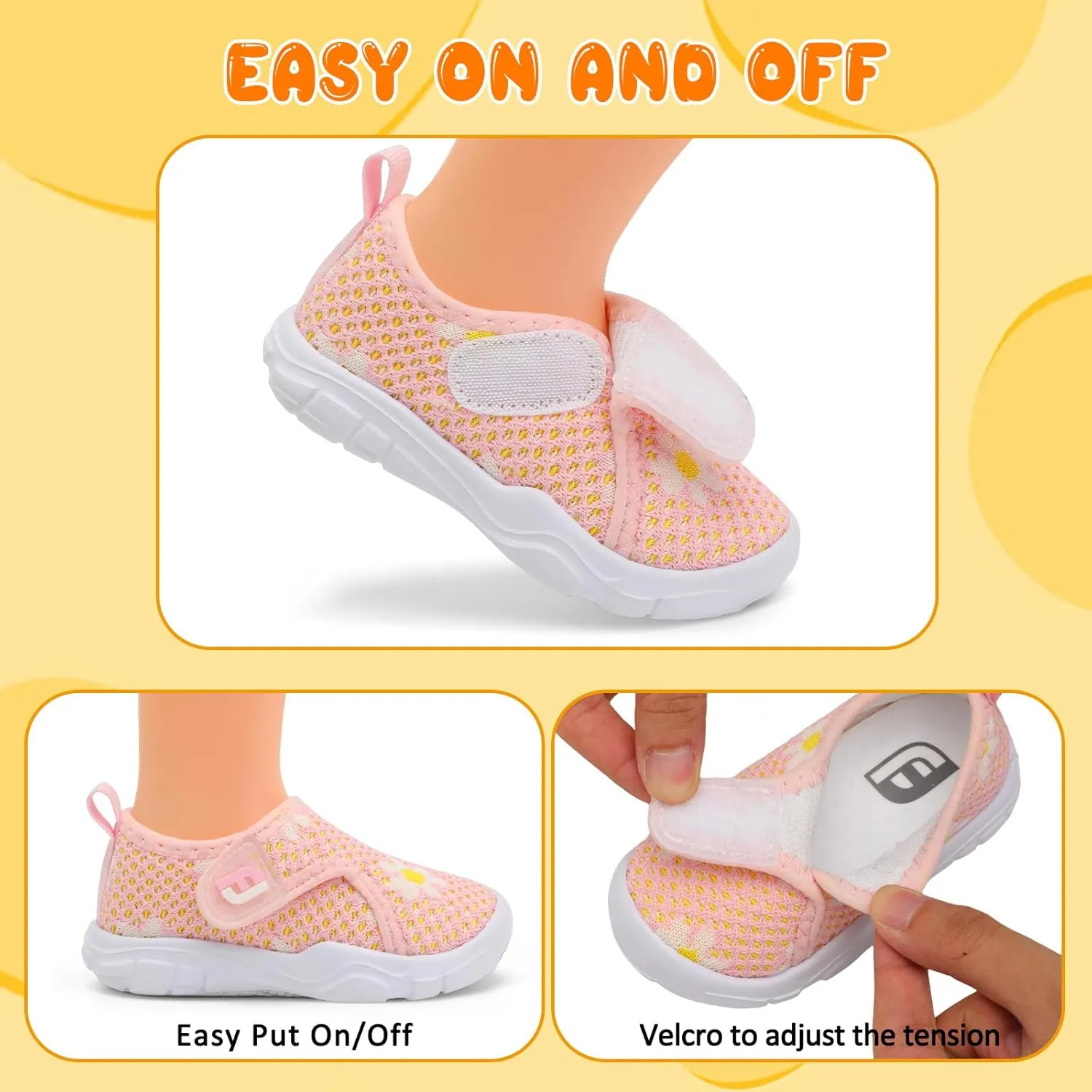 JOINFREE Toddler Boys Girls Barefoot Shoes Breathable Kids Sneakers Lightweight Walking Shoes Slip On Tennie Shoes Wide School Shoes