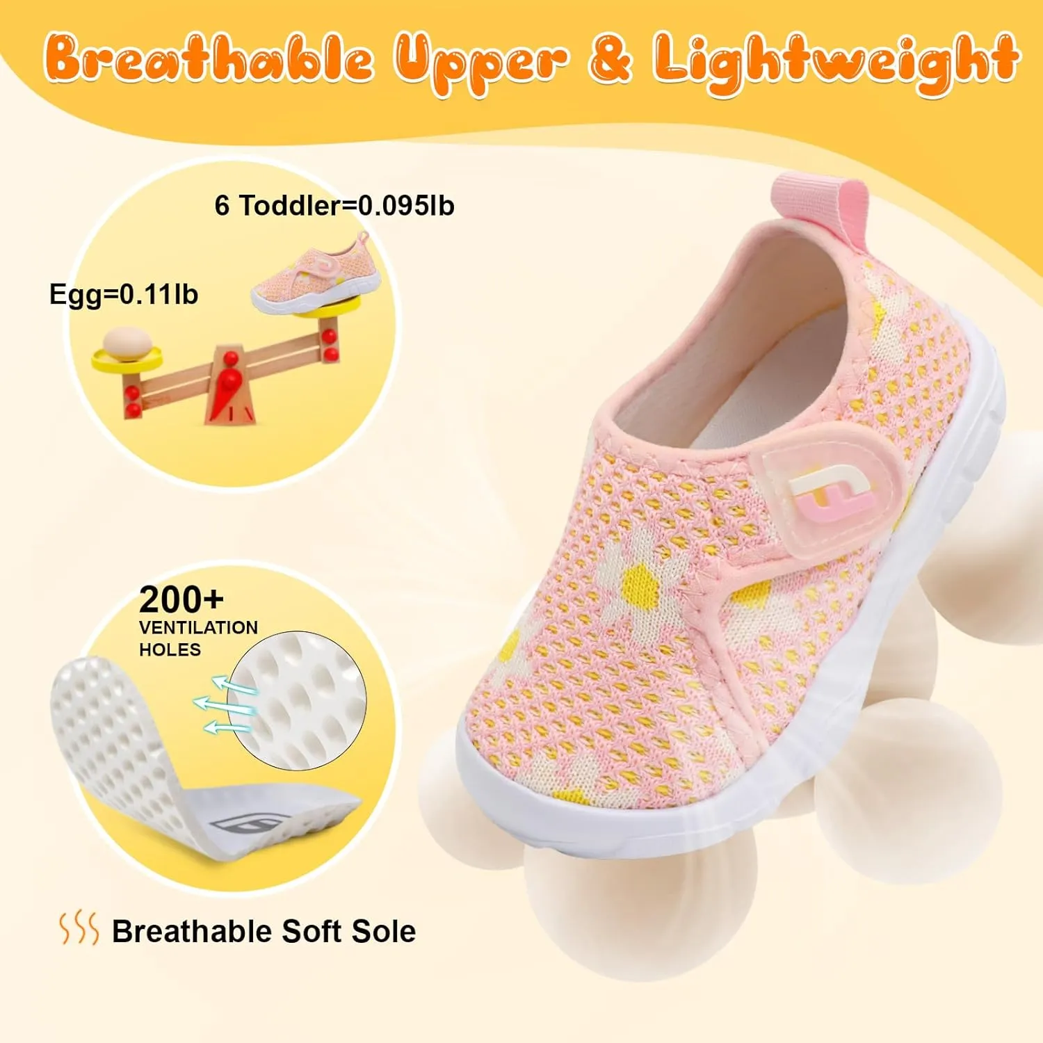 JOINFREE Toddler Boys Girls Barefoot Shoes Breathable Kids Sneakers Lightweight Walking Shoes Slip On Tennie Shoes Wide School Shoes