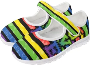 JoyLamoria Rainbow LGBT Walking Shoes Y2K Leopard Flats Arch Support Travel Working Nurse Shoes Light Wight Diabetic Shoes