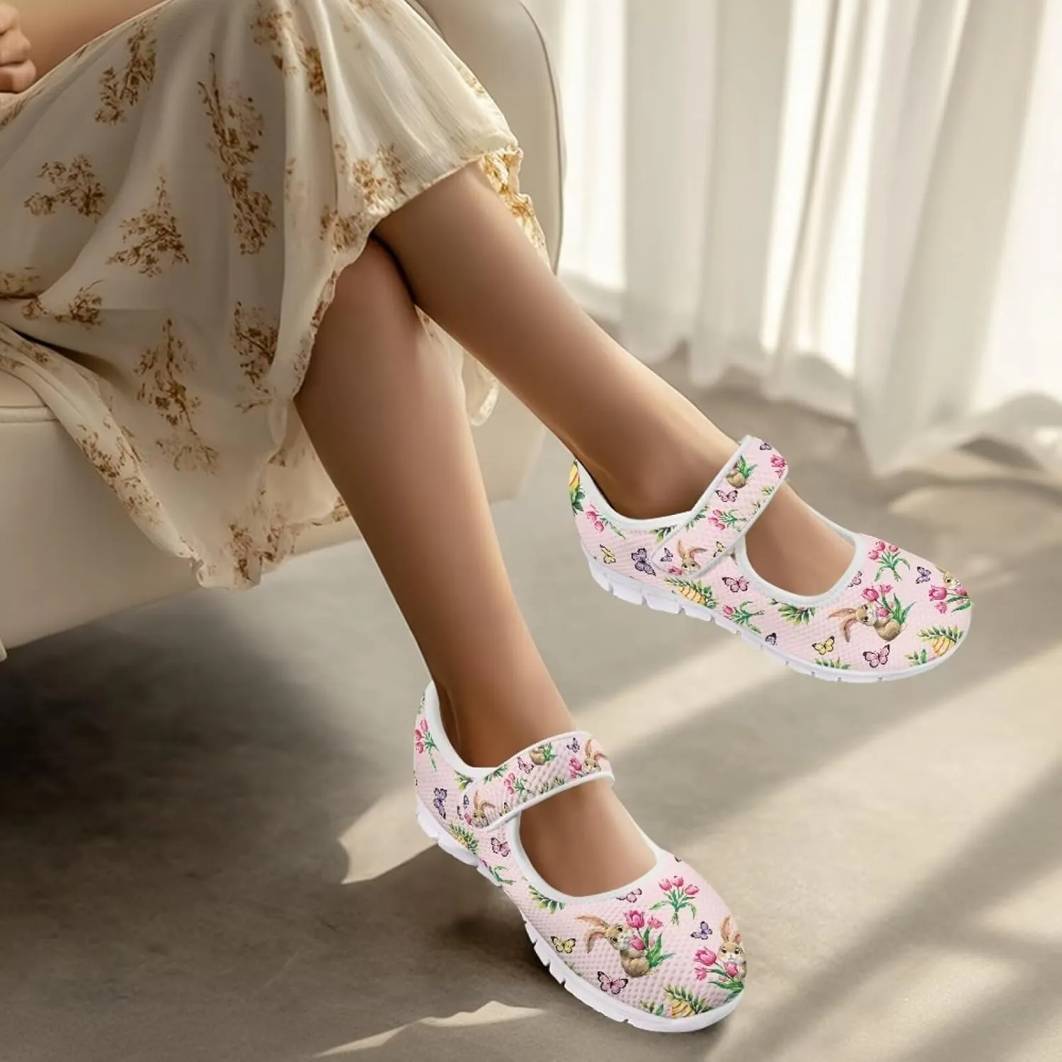 JoyLamoria Womens Comfort Flats Cute Mary Jane Shoes Colorful Dachshund Printed Walking Shoes Ultra Light Wide Fashion Sneakers