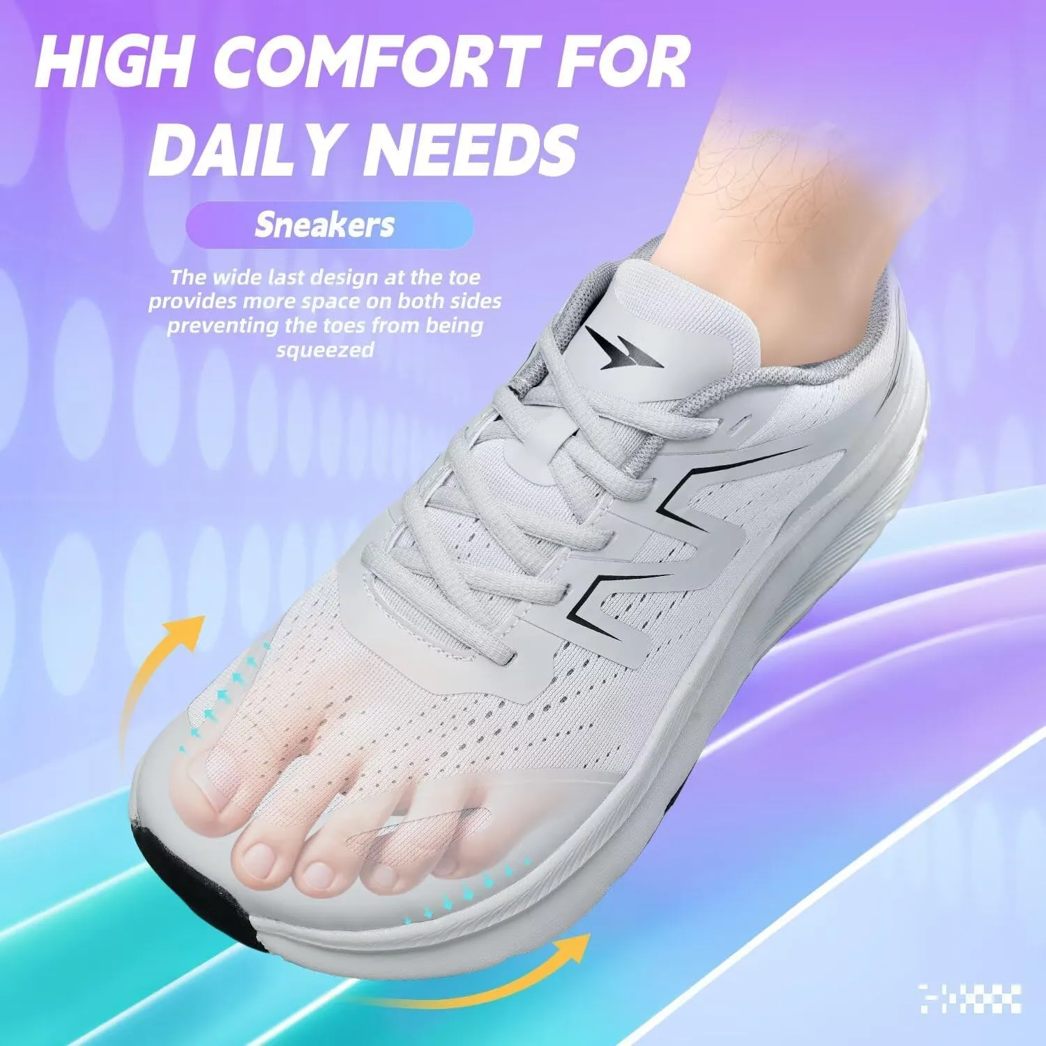 KDN Men's Road Running Shoes Wide Toe Box Shoes for Men Walking Sneakers Gym Workout Tennis Shoes for Wide Feet