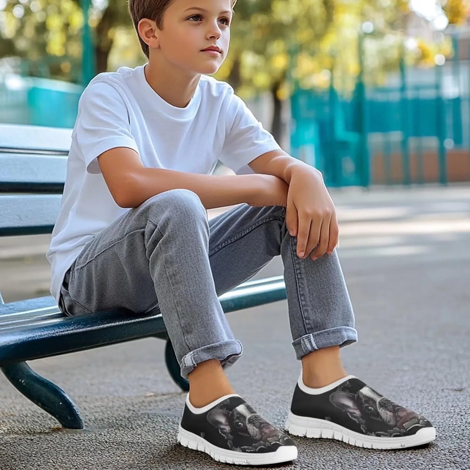 Kids Breathable Sneakers Cute Slip On Casual Shoes Boys Girls Fashion EVA Non Slip Shoes for Climbing Size 11-15 White Sole