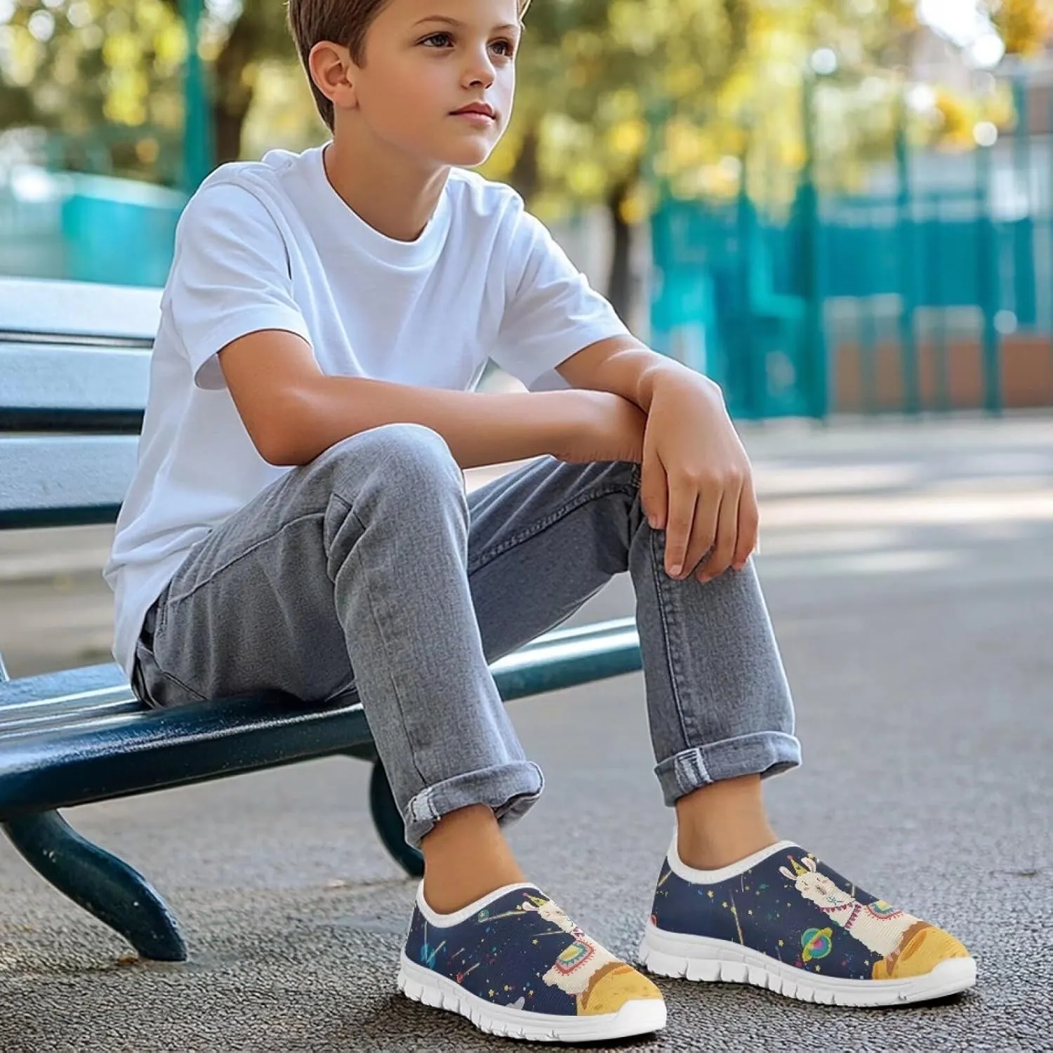 Kids Breathable Sneakers Cute Slip On Casual Shoes Boys Girls Fashion EVA Non Slip Shoes for Climbing Size 11-15 White Sole
