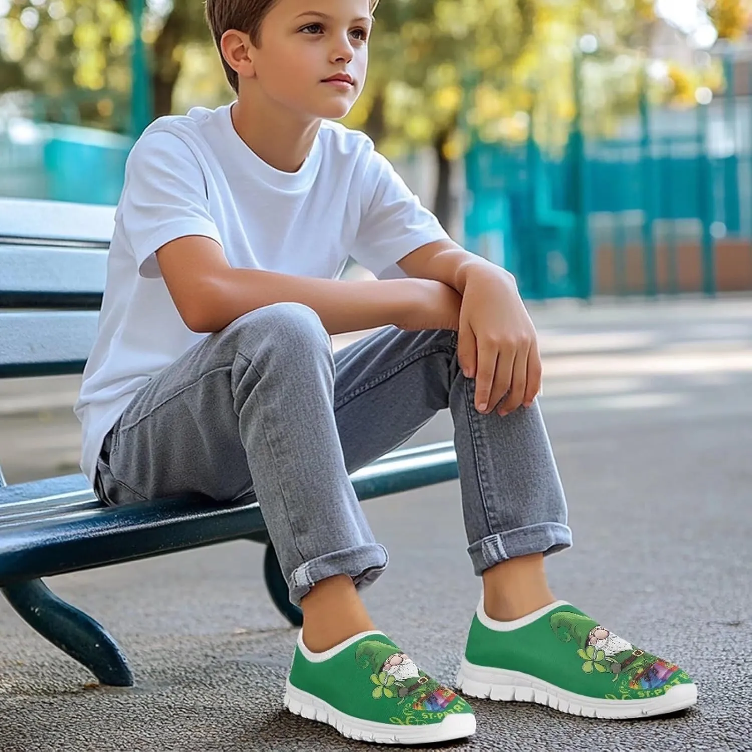 Kids Breathable Sneakers Cute Slip On Casual Shoes Boys Girls Fashion EVA Non Slip Shoes for Climbing Size 11-15 White Sole