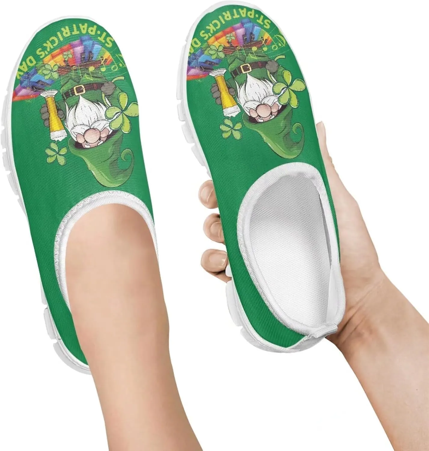 Kids Breathable Sneakers Cute Slip On Casual Shoes Boys Girls Fashion EVA Non Slip Shoes for Climbing Size 11-15 White Sole