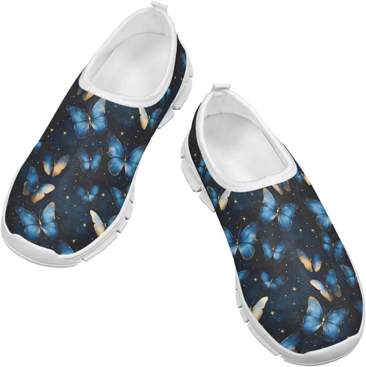 Kids Breathable Sneakers Slip On Casual Shoes Boys Girls Lightweight Cozy Walking Shoe for Workout Size 11-15 White Sole